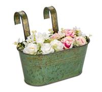 Juego de 2 macetas colgantes con gancho de metal desmontable, 27,5 cm, macetas de acero galvanizado, perfectas para decoración moderna y macetas, para plantas al aire libre, balcón, jardín