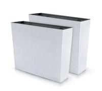 Juego de 2 macetas rectangulares para flores y plantas, de plástico, 58 x 18 x 49,8 cm, para interior y exterior, color blanco, volumen 44 litros, diseño moderno