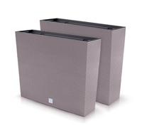 Juego de 2 macetas rectangulares Rato Cast T de plástico, 58 x 18 x 49,7 cm, para interiores y exteriores, volumen de 44 litros, diseño moderno