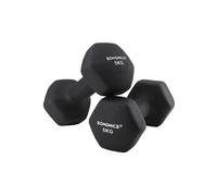 SONGMICS Juego de 2 Mancuernas, 2 x 5 kg, Mancuernas Hexagonales con Superficie de Vinilo, para Fitness, Ejercicio, Entrenamiento, para Gimnasia en Casa, Negro Tinta SYL60BK