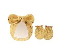 Juego de 2 manoplas de algodón para bebés y niñas, guantes de protección contra arañazos y sombrero con lazo para recién nacidos, para uso diario, I, Talla única