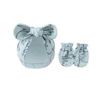 Juego de 2 manoplas de algodón para bebés y niñas, guantes de protección contra arañazos y sombrero con lazo para recién nacidos, para uso diario, Elefante simple, Talla única