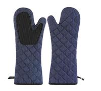 Juego de 2 Manoplas Horno Extra Largos 43x20cm, Guantes Horno Cocina Resistente al Calor, Antideslizantes con Silicona, Oven Gloves para Microondas, Hornear, Cocinar y Barbacoa, Azul Oscuro