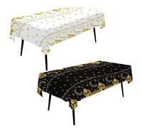 Juego de 2 manteles con temática de la luna para Ramadán, decoración Umrah Mubarak, Eid, iglesia, cancerosa, mesa de decoración