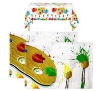 Juego de 2 manteles de fiesta de acuarela para manualidades, decoración infantil, apto para picnics, etc