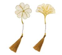 Juego de 2 marcapáginas de Metal - Marcapáginas para Mujeres - Punto de Libro con Cadena - Trébol de Cuatro Hojas, Flor de Gingko para lectores Profesores Estudiantes