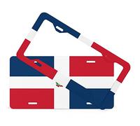 Juego de 2 marcos de matrícula y marco de la bandera de República Dominicana, soporte delantero y trasero, con kit de montaje, a prueba de óxido y a prueba de clima, fabricado en Estados Unidos