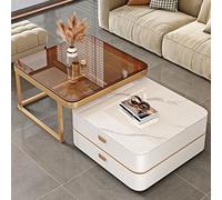 Juego de 2 mesas auxiliares modernas de mármol para sala de estar, muebles rectangulares para uso en interiores, diseño simple y lujoso