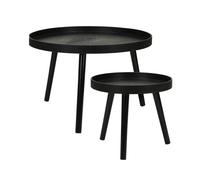 Juego de 2 mesas auxiliares Redondas en Color Negro MDF Ø60cm y Ø38cm