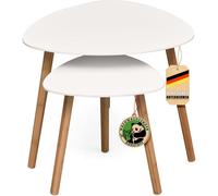 Juego de 2 Mesas de Café Blancas Oregon - Mesas Auxiliares Redondas de Madera en Diseño Moderno y Minimalista para Sala y Sofá