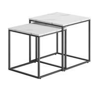 Juego de 2 mesas de café cuadradas - mármol / patas negras