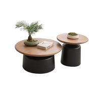 Juego de 2 mesas de café redondas modernas para sala de estar, mesa auxiliar y mesa auxiliar de sofá para dormitorio, elegante mesita de noche para decoración del hogar
