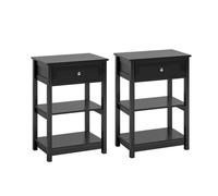 Juego de 2 mesas de centro con 1 cajón negro 45x30x68 cm sobuy fbt46-schx2