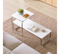 Juego De 2 Mesas De Centro Modernas Con Estructura De Metal Y Acabado En Madera - Diseño Nesting Para Salón U Oficina - Apilables, Ahorran Espacio, Fácil Montaje, Estilo Minimalista(120cm/47.2in)