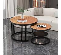 Juego de 2 mesas de centro redondas de 70 x 70 x 45 cm + 45 x 45 x 40 cm, mesa auxiliar para dormitorio, balcón, mesa de salón