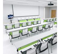 Juego de 2 mesas de conferencias con ruedas giratorias, diseño de tapa abatible, ahorro de espacio, ideal para reuniones de oficina y eventos de negocios Easy li & Sto Solut