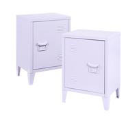[en.casa] Juego de 2 Mesas de Noche Inari con Cerradura Magnética y Tirador Derecho e Izquierdo Set de 2 Mesas Auxiliares con Estante para Salón Oficina Ventilación Óptima 57x40x30 cm Acero - Violeta