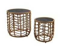 Juego de 2 mesas Luminosas solares de poliratán Efecto Natural 2X Nerita