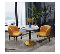 Juego de 2 mesas y sillas nórdicos modernos minimalistas para sala de estar, mesa redonda y silla, muebles de cocina, color: azul cielo (tela) (naranja (cuero))