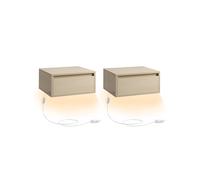 Juego de 2 Mesitas de Noche Colgante 35 x 40 x 18 cm Beige Natural