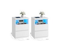 Juego de 2 Mesitas de Noche con Iluminación LED