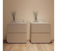 Juego de 2 mesitas de noche de doble cajón con diseño de textura de cuero para dormitorios y salas de estudio, solución de almacenamiento elegante y funcional