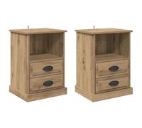 Juego de 2 mesitas de noche de madera de roble, hechas a mano, 43 x 36 x 60 cm, cómoda para dormitorio con espacio de almacenamiento, duradera y elegante