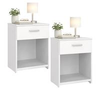 Juego de 2 Mesitas de Noche Duero White, Mesas Auxiliares con 1 Cajón en Color Blanco 38 x 36 x 48 cm