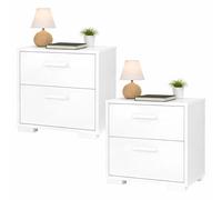 Juego de 2 Mesitas de Noche, Mesillas Auxiliares Eria Gloss White con 2 cajones en Color Blanco Brillante 41 x 40 x 45 cm