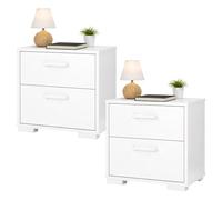 Juego de 2 Mesitas de Noche, Mesillas Auxiliares Eria White con 2 cajones en Color Blanco 41 x 40 x 45 cm