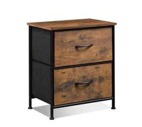 Juego De 2 Mesitas De Noche, Mesitas De Noche con Cajón De Tela, Mesita De Noche con 2 Cajones, Mesita De Noche para Dormitorio, Sala De Estar, Espacio Pequeño(Wood Grain Color)
