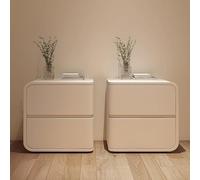 Juego de 2 mesitas de noche minimalistas modernas de cuero con cajones dobles tapizadas, perfectas para dormitorio, sala de estar, estudio y mucho más.
