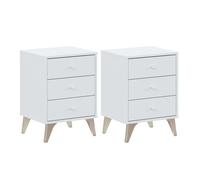Juego de 2 mesitas de noche sweet, mesitas auxiliares con 3 cajones, mesillas de noche dormitorio blanco 56 cm