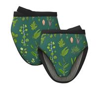 Juego de 2 mini manoplas de silicona para horno, resistentes al calor, con estampado de flores y plantas, para hornear, cocinar, protección de 260 °C