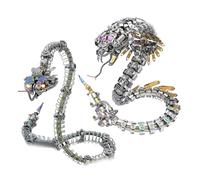 Juego de 2 modelos de serpiente de metal 3D, 500 piezas de modelo de serpiente puntiaguda + 1000 piezas de serpiente Viper Cobra con ojos LED y juntas de resorte, decoraciones creativas de escritorio