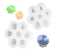 Juego de 2 Molde de Silicona para Fondant con Diseño de Rosa, Moldes de Silicona con Forma de Rosa para Hornear, para Decoración de Pasteles, Pasta de Goma, Decoración de Cupcakes, Caramelo, Chocolate