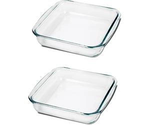 Juego de 2 moldes cuadrados para hornear, molde de cocina, capacidad de 1.1 L - 20.5 X Profundidad 18.2 X Altura 5 Cm