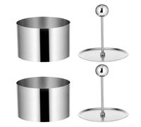 Juego de 2 moldes de arroz para sushi, pequeños anillos redondos de acero inoxidable con empujador, moldes de anillo de tiramisú y onigiri para cocinar alimentos, mousse, galletas, hornear, postres