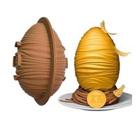 Juego de 2 moldes de huevo de Pascua de silicona, 3D molde de chocolate Pascua DIY molde de pastel antiadherente para chocolate, galletas, pastel, huevos de Pascua