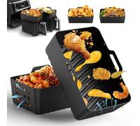 Juego de 2 moldes de silicona para freidora de aire para Ninja Foodi Max AF400EU AF300EU doble pila freidora sin aceite SL400EU, plato para Air Fryer Ninja y otros doble zona freidoras de aire