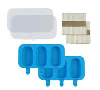 Juego de 2 Moldes de silicona para paletas caseras con tapa, sin BPA, moldes para paletas de hielo, para hacer pasteles, helados, paletas de helado, fácil liberación, con 100 palitos de paletas