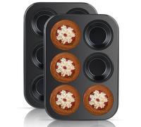 Juego de 2 Moldes Magdalenas Horno,molde magdalenas horno,molde horno,Recubrimiento antiadherente, adecuado para cupcakes de papel, brownies (26,5 x 18,5 x 2,8 cm) (negro)