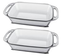 Juego de 2 moldes para hornear con , molde para gratén, molde rectangular para cocinar, capacidad de 2.1 L - 32.6 X Profundidad 17.6 X Cm