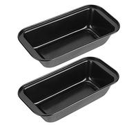 Juego de 2 moldes para pan, 10 x 5,2 x 2,4 pulgadas, rectangulares antiadherentes, de acero al carbono, moldes para hornear para pan casero, pasteles, masa madre, suministros para (Negro TG02#A)