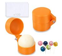 Juego de 2 moldes para tartas con 100 palillos, impresos en 3D, redondos, para hacer tartas y postres, para casa, bodas y fiestas de cumpleaños, color naranja