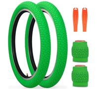Juego de 2 neumáticos de bicicleta 20 x 2.125 cm, 30 TPI, plegables, compatibles con 20 x 2,10, 20 x 2,125, 20 x 2,25, para niños (verde, 20 x 2,125 pulgadas, sin manguera)