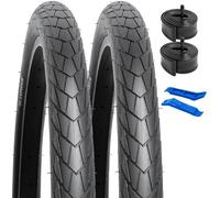 Juego de 2 neumáticos de bicicleta de 26 x 2.0 con cámaras de aire, válvula Schrader AV 32 mm, neumáticos plegables 60 TPI Nylon ATV, desmontador de neumáticos incluido