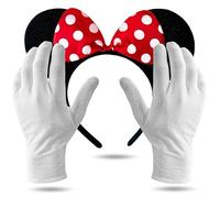 Juego de 2 orejas de Minnie Mouse - Disfraz con guantes y orejas de ratón para mujer en Carnaval y Carnaval