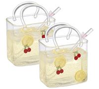 Juego de 2 pajitas de cristal con diseño de cereza, ideales para zumos, tés y cócteles, con una gran capacidad de 800 ml.