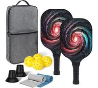 Juego de 2 palas con bolsa de almacenamiento y 4 bolas, raquetas ligeras de fibra de vidrio para principiantes y profesionales